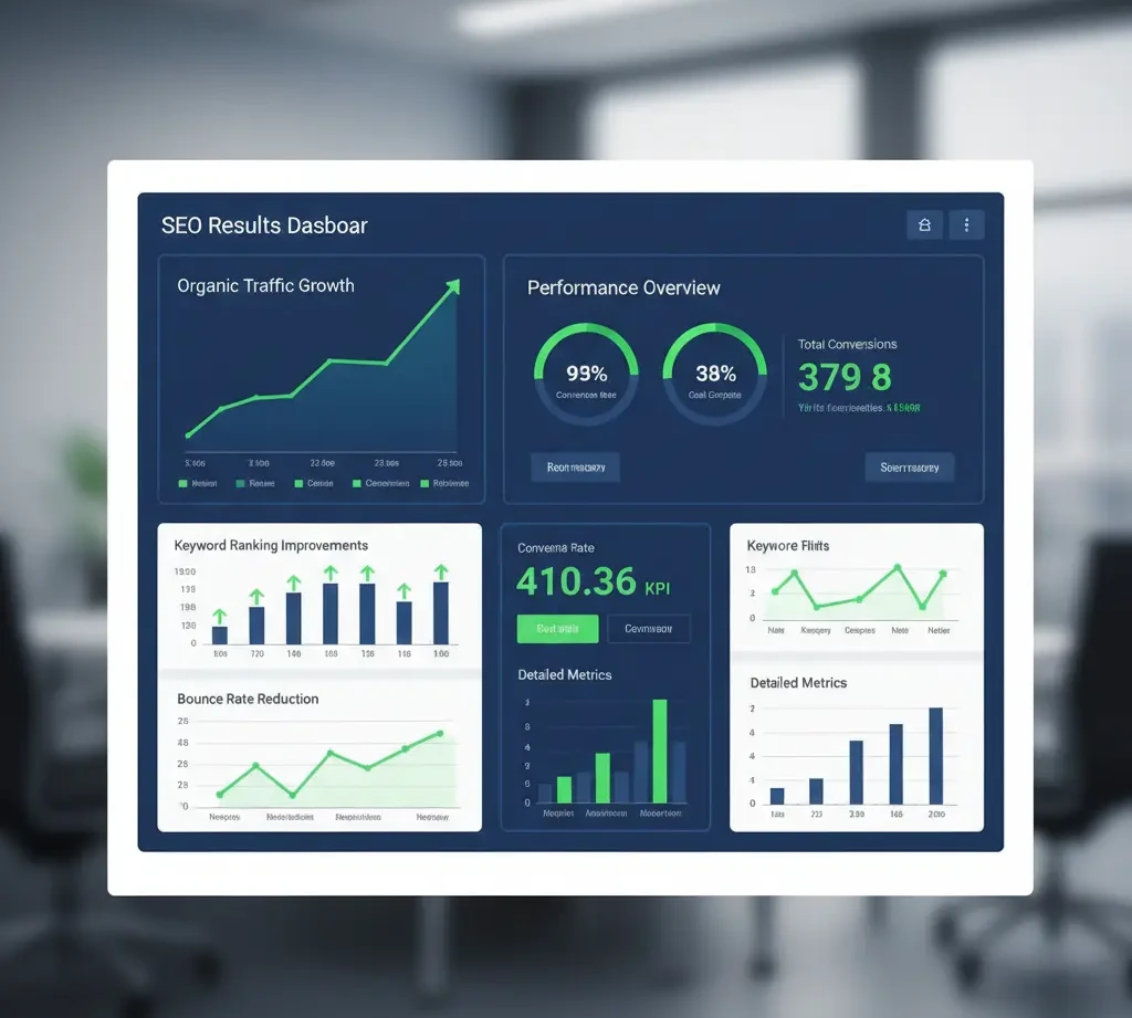 SEO results showing improved organic rankings, increased website visibility, and sustainable long-term growth